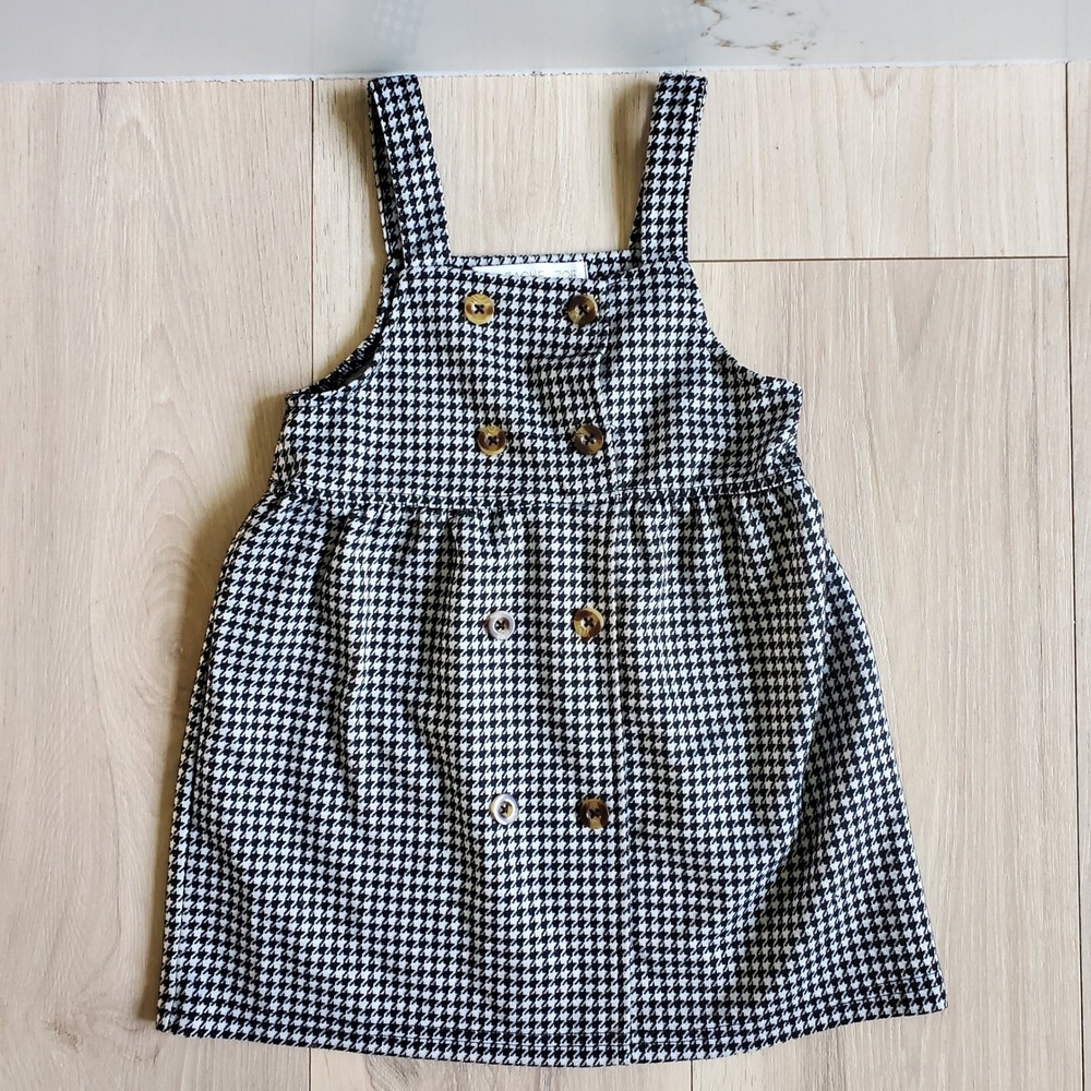 RZ by Rachel Zoe Jumper Dress Girls 4T Black White Houndstooth Pinafore